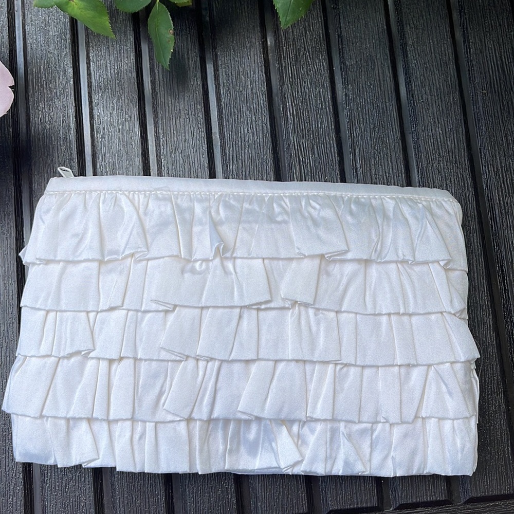 Ivory Ruffle Makeup Bag - Picture 5 of 12